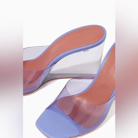 Amina Muaddi Lupita Glass Wedge Lilac 35.5 - Picture 1 of 9